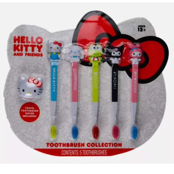 SANRIO Hello Kitty & Friends Toothbrush Collection Set of 5 w/ Travel Cover - Picture 1 of 2